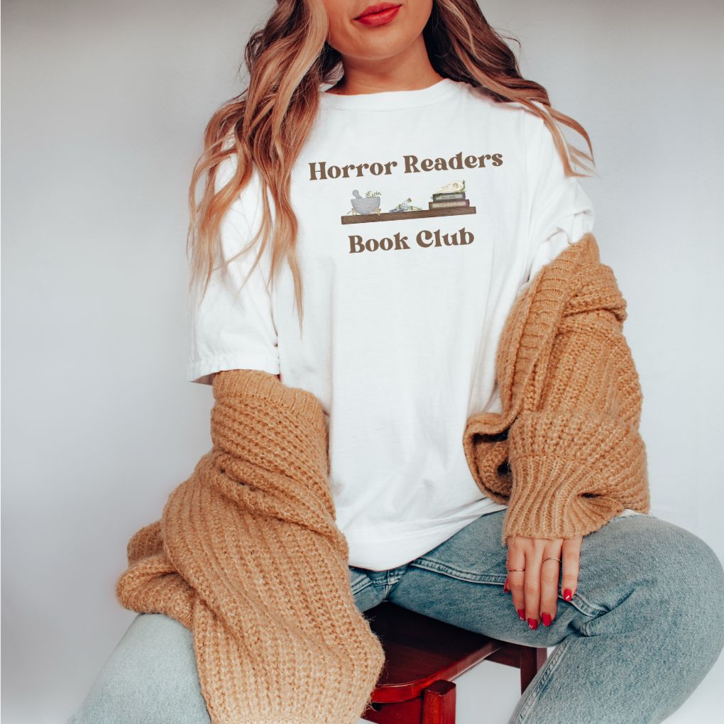 White Horror Readers Book Comfort Colors Shirt - Horror Readers Fan Shirt
