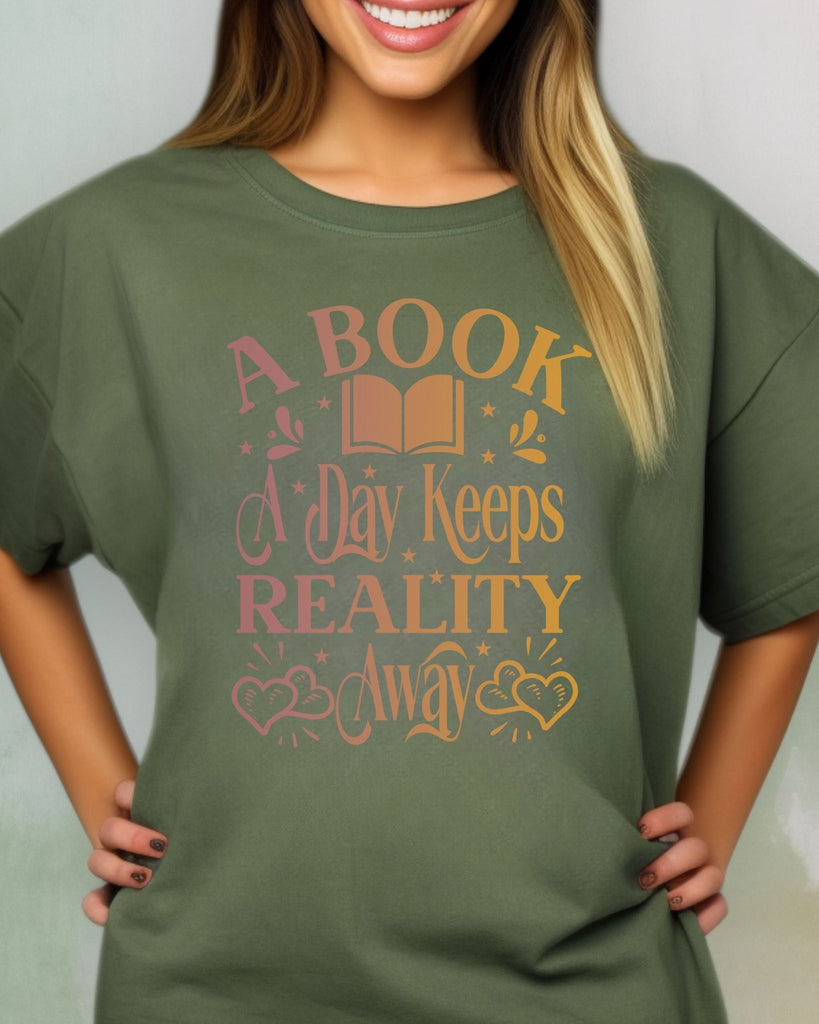 A Book A Day Keeps Reality Away T-Shirt | Bookish Shirt | Comfort Colors Tee for Book Lovers - Liam & Lore