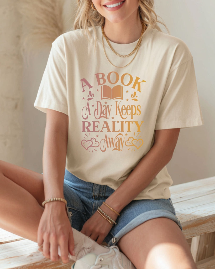 A Book A Day Keeps Reality Away T-Shirt | Bookish Shirt | Comfort Colors Tee for Book Lovers - Liam & Lore