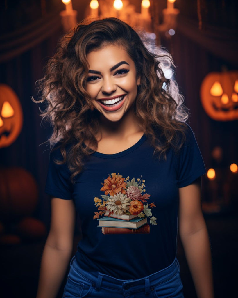 Fall Floral Bookish Comfort Colors T-Shirt - Liam & Lore