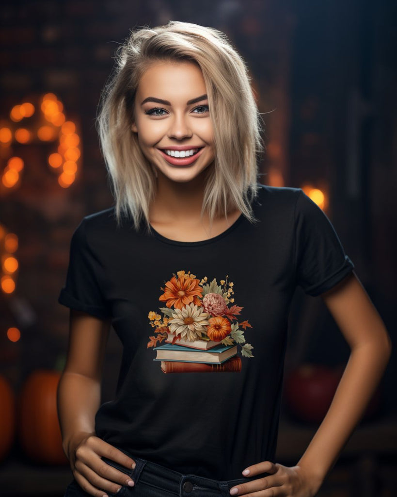 Fall Floral Bookish Comfort Colors T-Shirt - Liam & Lore