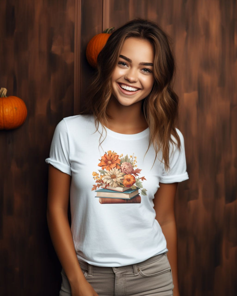 Fall Floral Bookish Comfort Colors T-Shirt - Liam & Lore