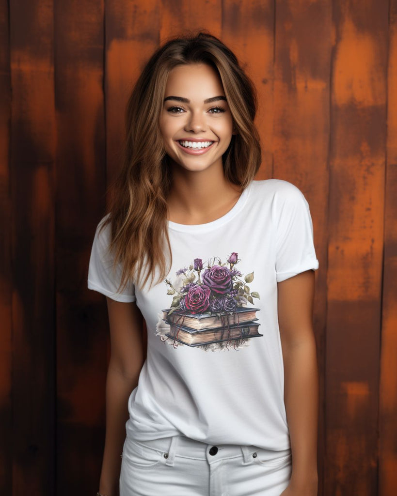 Gothic Black and Purple Halloween Rose Bookish Comfort Colors T-Shirt - Liam & Lore