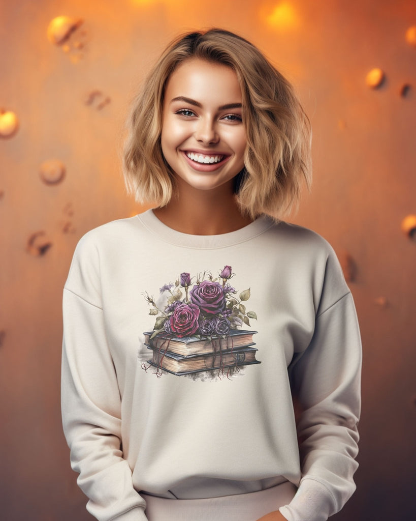 Gothic Black and Purple Halloween Rose Bookish Sweatshirt - Liam & Lore