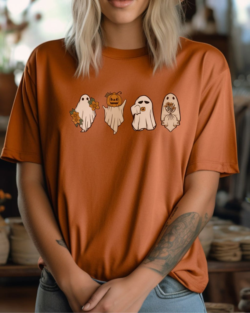 Retro Pumpkin Ghosts Halloween Comfort Colors T-Shirt - Liam & Lore