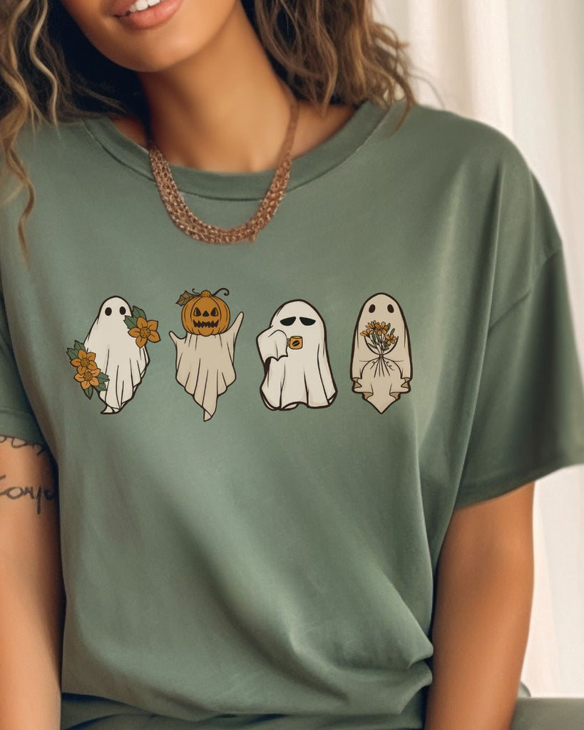 Retro Pumpkin Ghosts Halloween Comfort Colors T-Shirt - Liam & Lore