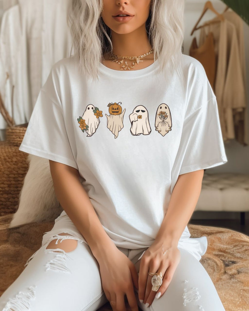 Retro Pumpkin Ghosts Halloween Comfort Colors T-Shirt - Liam & Lore