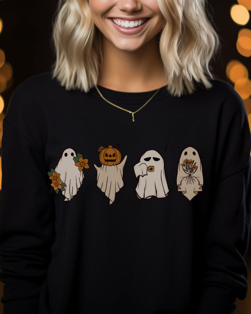 Retro Pumpkin Ghosts Halloween Sweatshirt - Liam & Lore