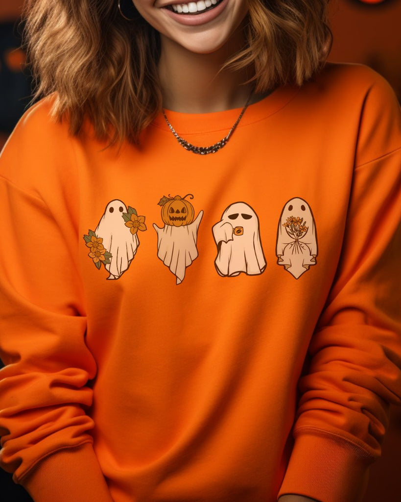 Retro Pumpkin Ghosts Halloween Sweatshirt - Liam & Lore