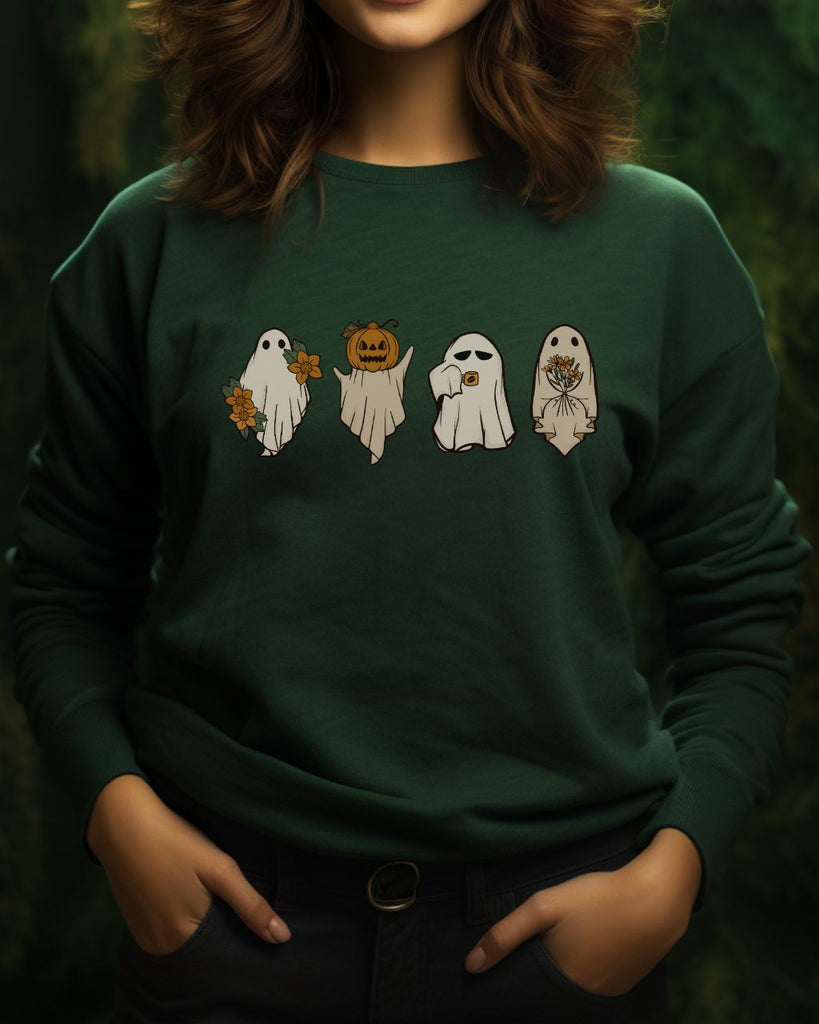 Retro Pumpkin Ghosts Halloween Sweatshirt - Liam & Lore