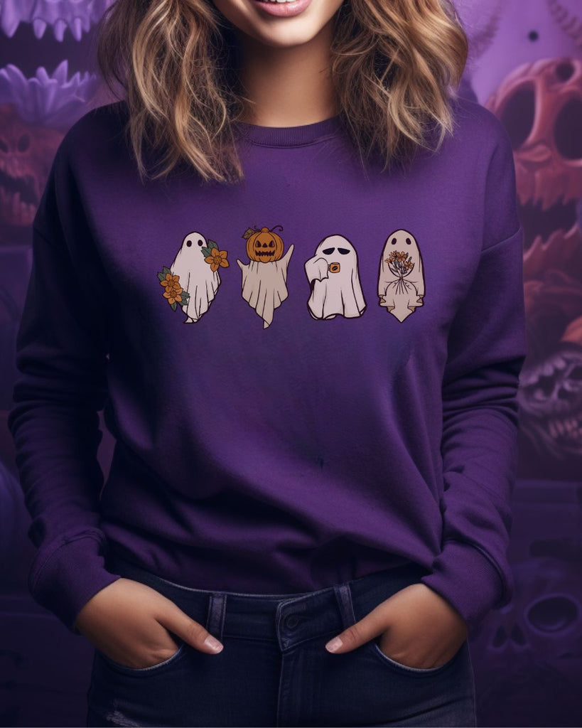 Retro Pumpkin Ghosts Halloween Sweatshirt - Liam & Lore