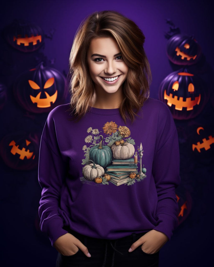 Teal & Cream Fall Halloween Bookish Sweatshirt - Liam & Lore