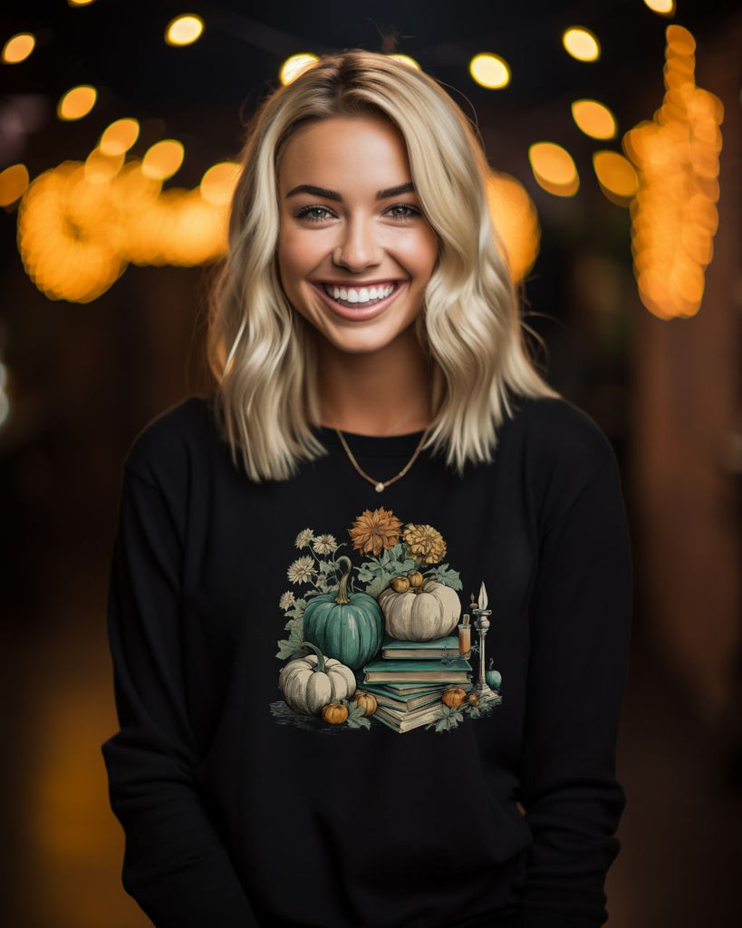 Teal & Cream Fall Halloween Bookish Sweatshirt - Liam & Lore