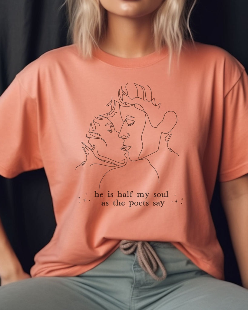 The Song Of Achilles Comfort Colors T-Shirt - Madeline Miller Inspired Shirt - He is half my soul - Liam & Lore