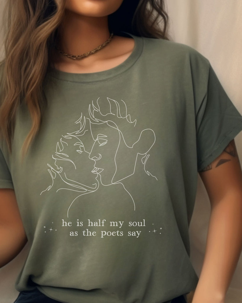 The Song Of Achilles Comfort Colors T-Shirt - Madeline Miller Inspired Shirt - He is half my soul - Liam & Lore