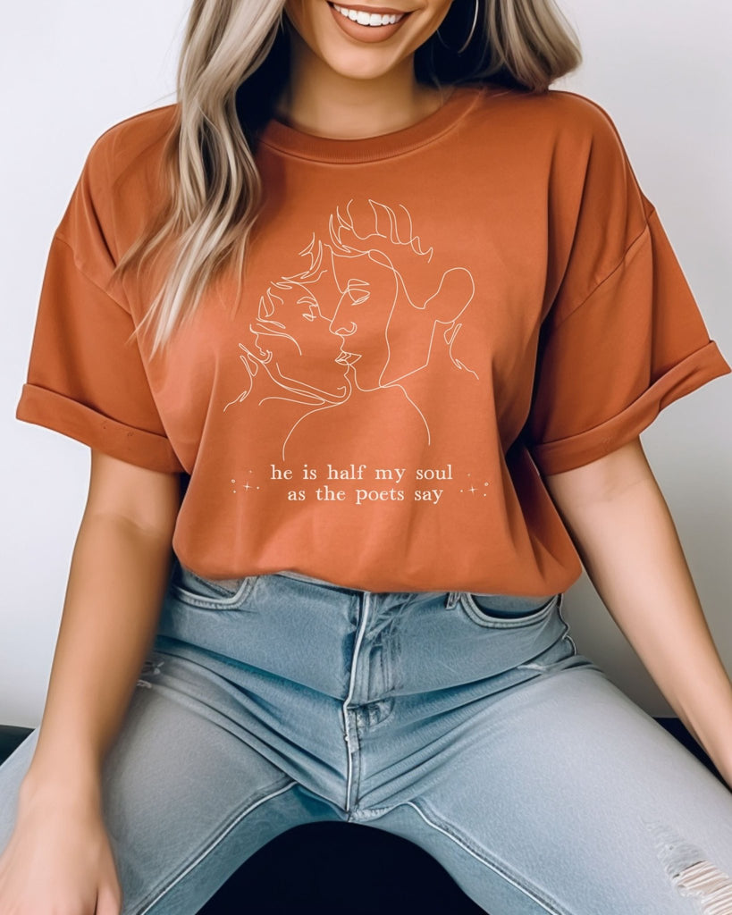 The Song Of Achilles Comfort Colors T-Shirt - Madeline Miller Inspired Shirt - He is half my soul - Liam & Lore