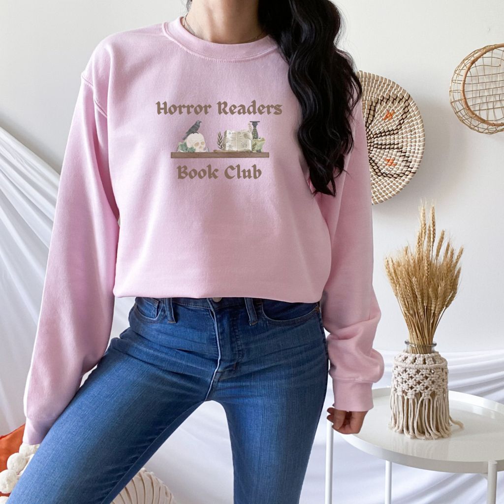 Soft Pink Horror Readers Sweatshirt - Horror Readers Fan Sweatshirt