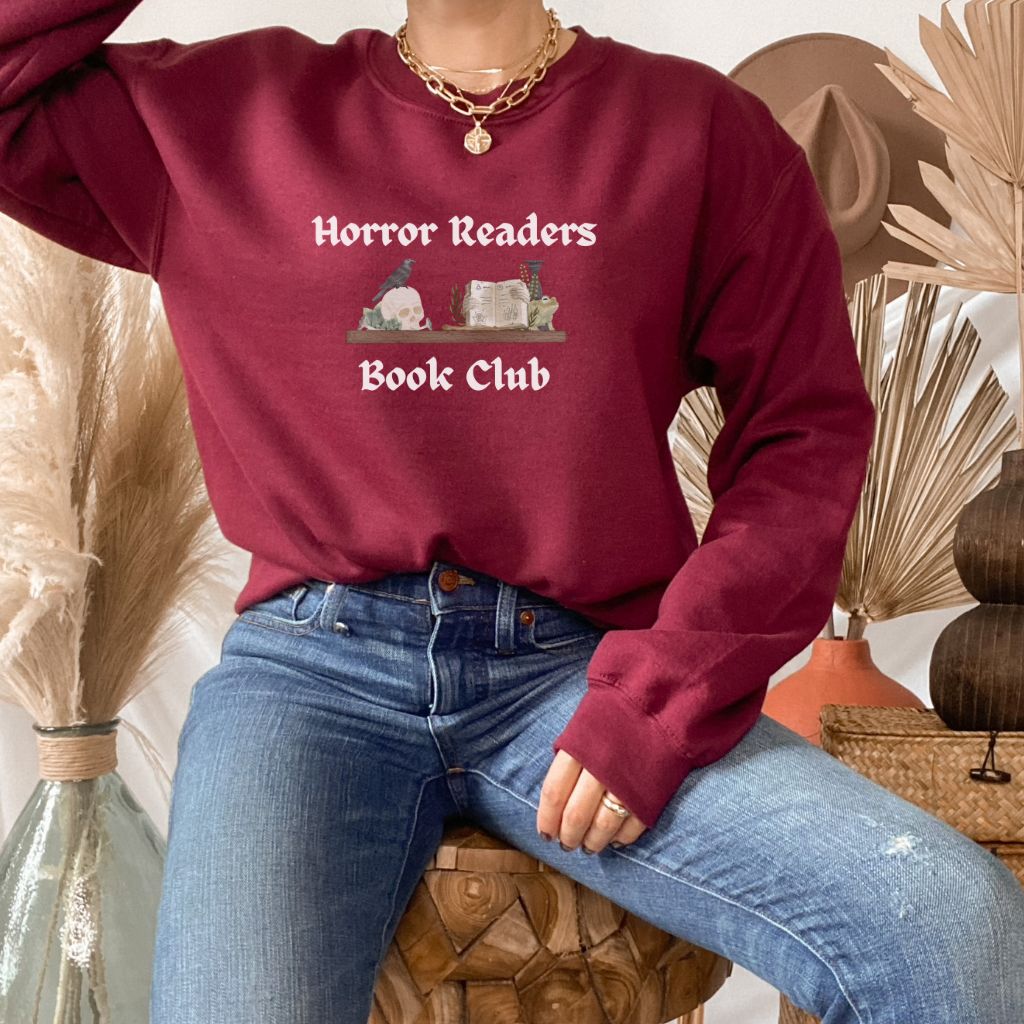 Maroon Horror Readers Sweatshirt - Horror Readers Fan Sweatshirt