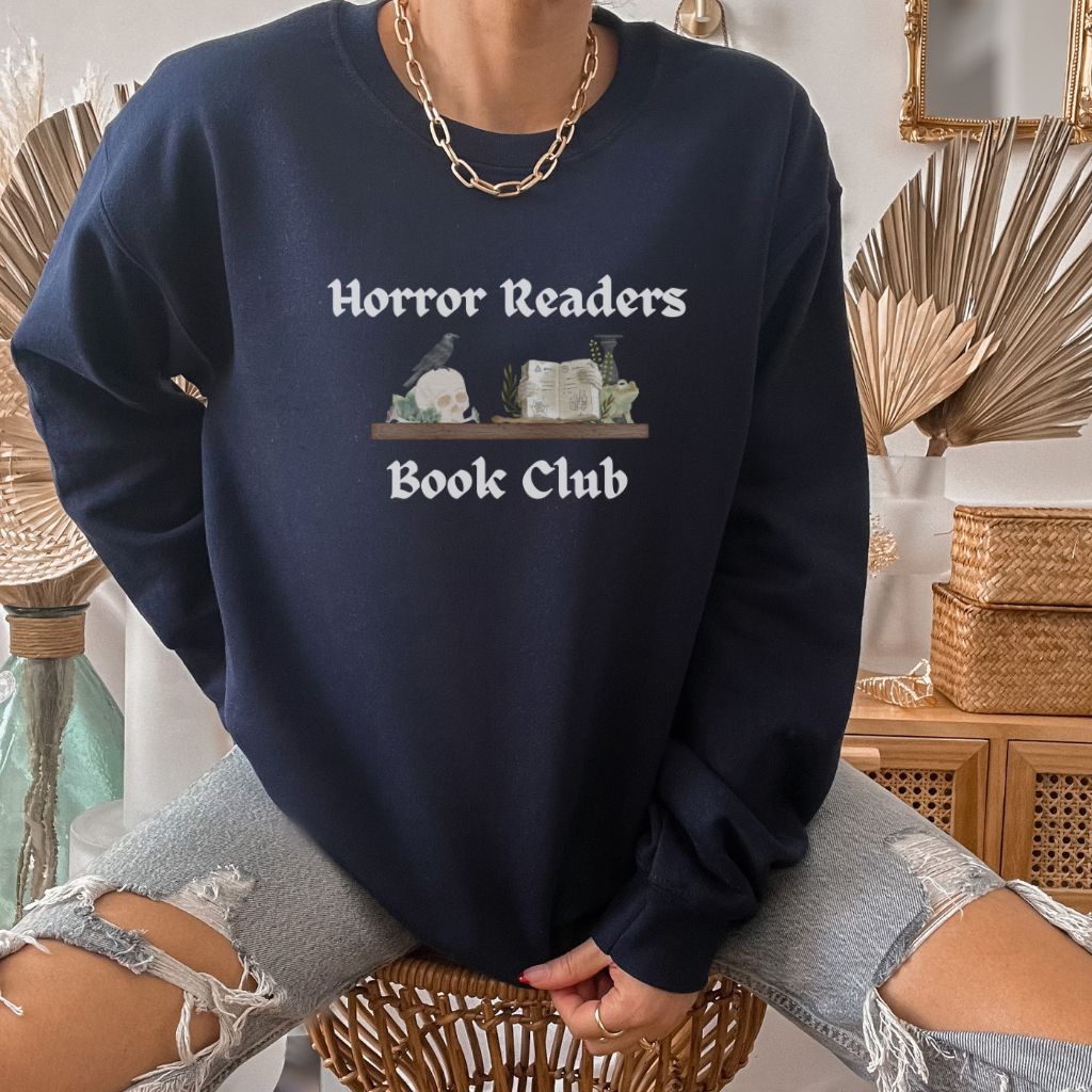 Navy Horror Readers Sweatshirt - Horror Readers Fan Sweatshirt