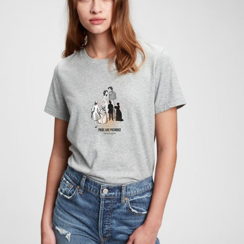 Gray Pride And Prejudice T-Shirt - Jane Austen Character Inspired Bookish Shirt