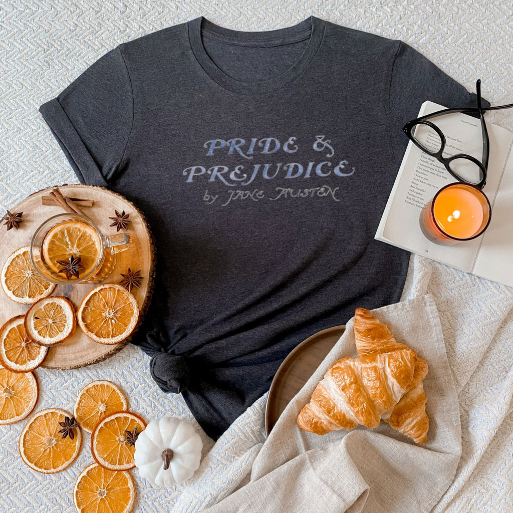 Charcoal Pride And Prejudice T-Shirt - Jane Austen Inspired Bookish Shirt