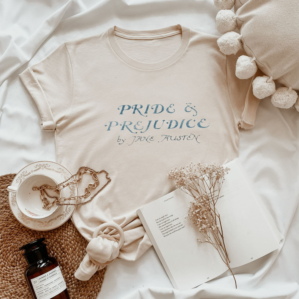 Oatmeal Pride And Prejudice T-Shirt - Jane Austen Inspired Bookish Shirt