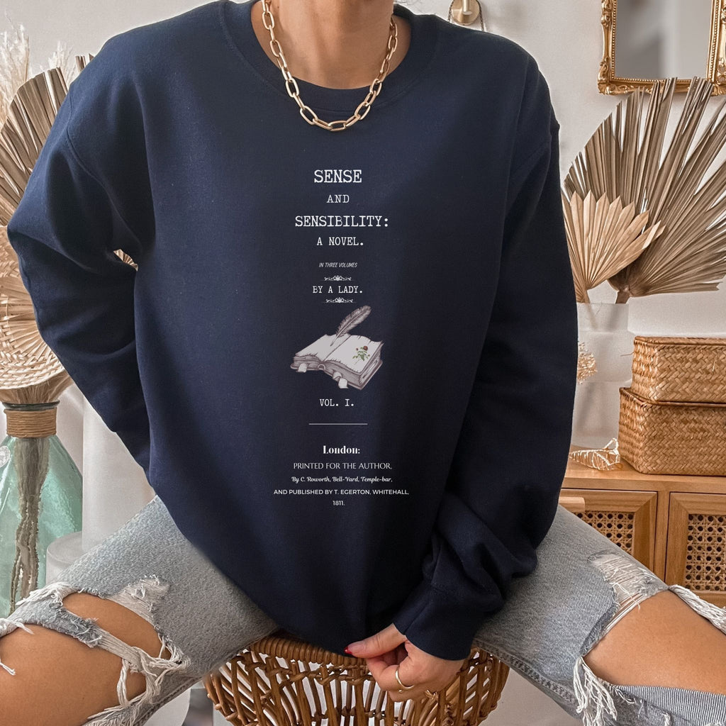 Navy Blue Sense and Sensibility Sweatshirt - Jane Austen Inspired Bookish Sweatshirt