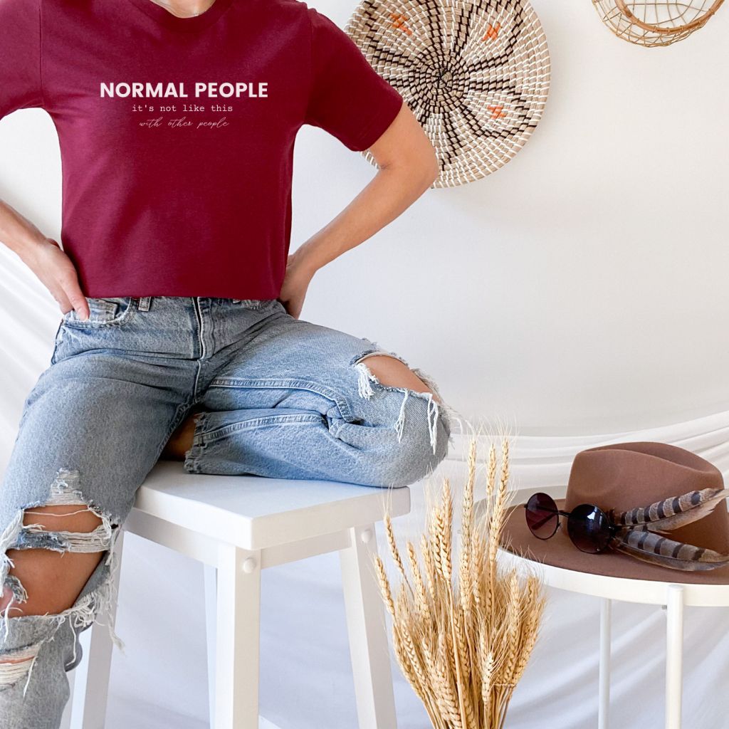 Maroon Normal People Sally Rooney Inspired T-Shirt - Bookish Shirt